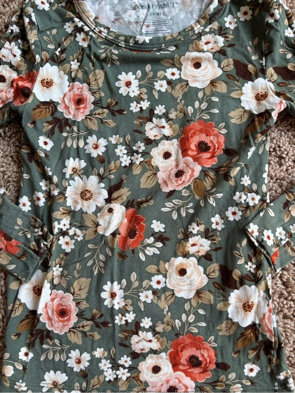 3T-4T Floral Long Sleeve Pajama Set: Posh Peanut